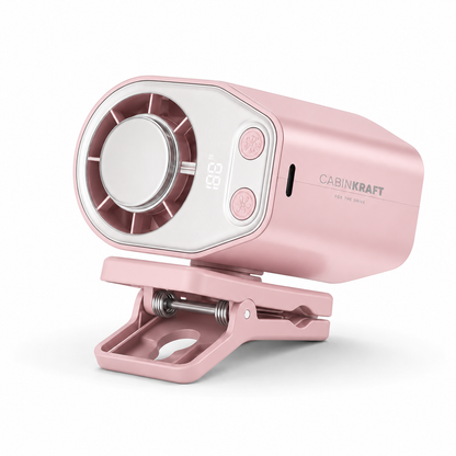 CabinKraft rechargeable car clip-on fan with LED display and 360-degree rotation - product view 2