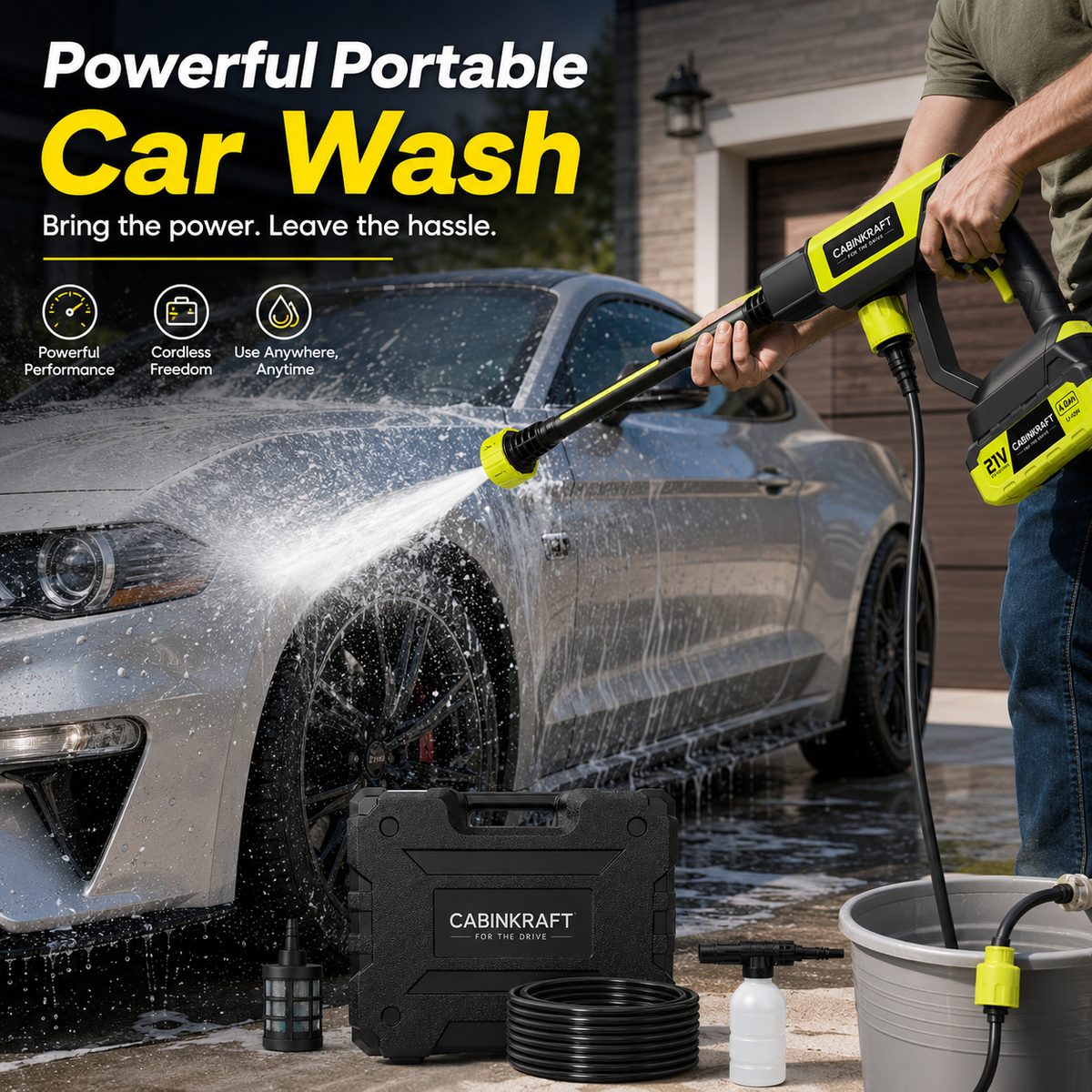 CabinKraft portable washer cleaning car wheel arch