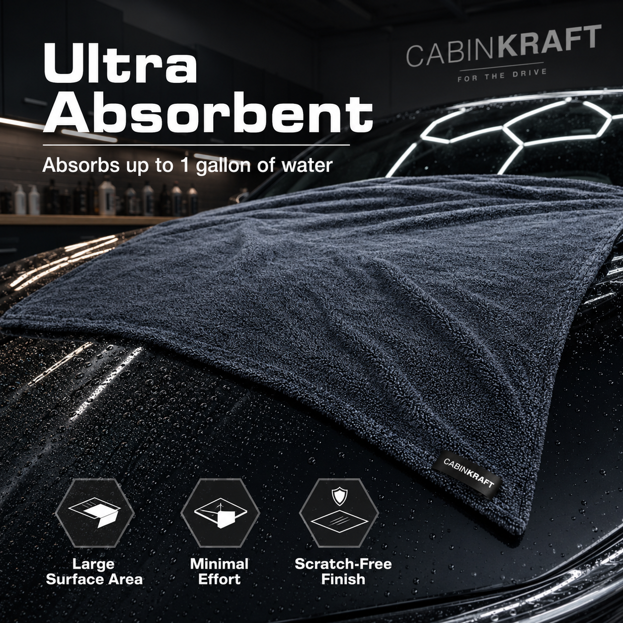 Twisted-loop microfiber buffing car door to streak-free shine