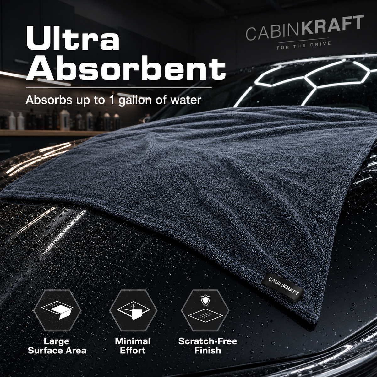 Twisted-loop microfiber buffing car door to streak-free shine