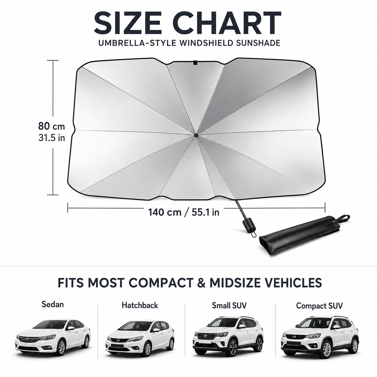 Sunshade installed across full windshield — dashboard protected