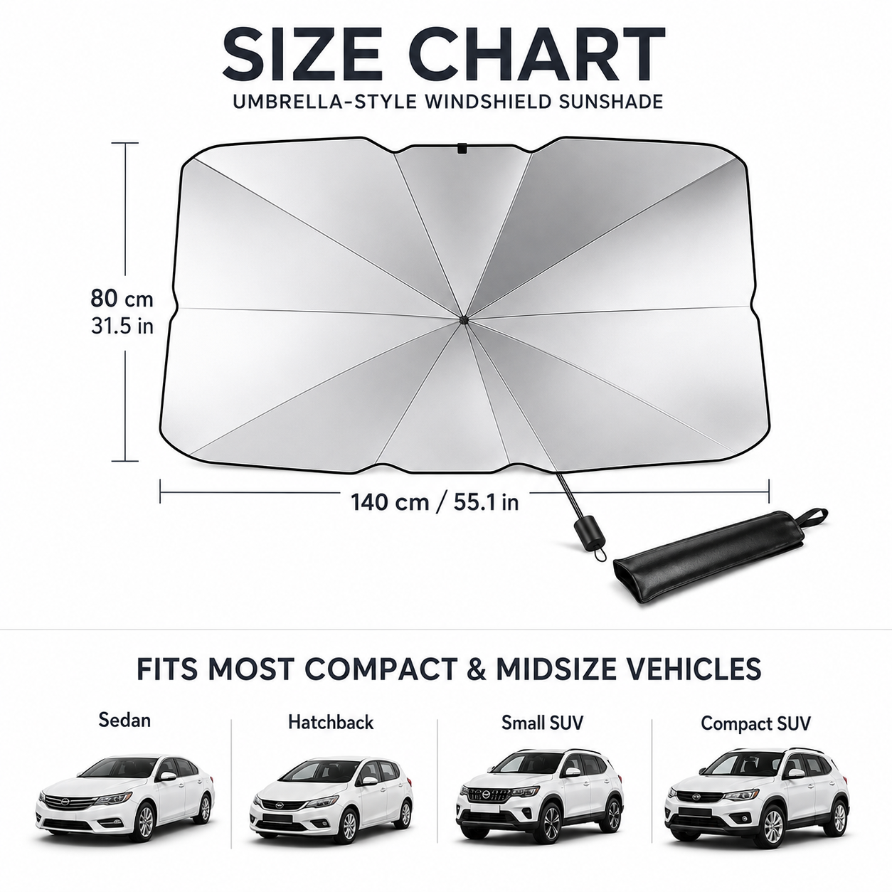 Sunshade installed across full windshield — dashboard protected