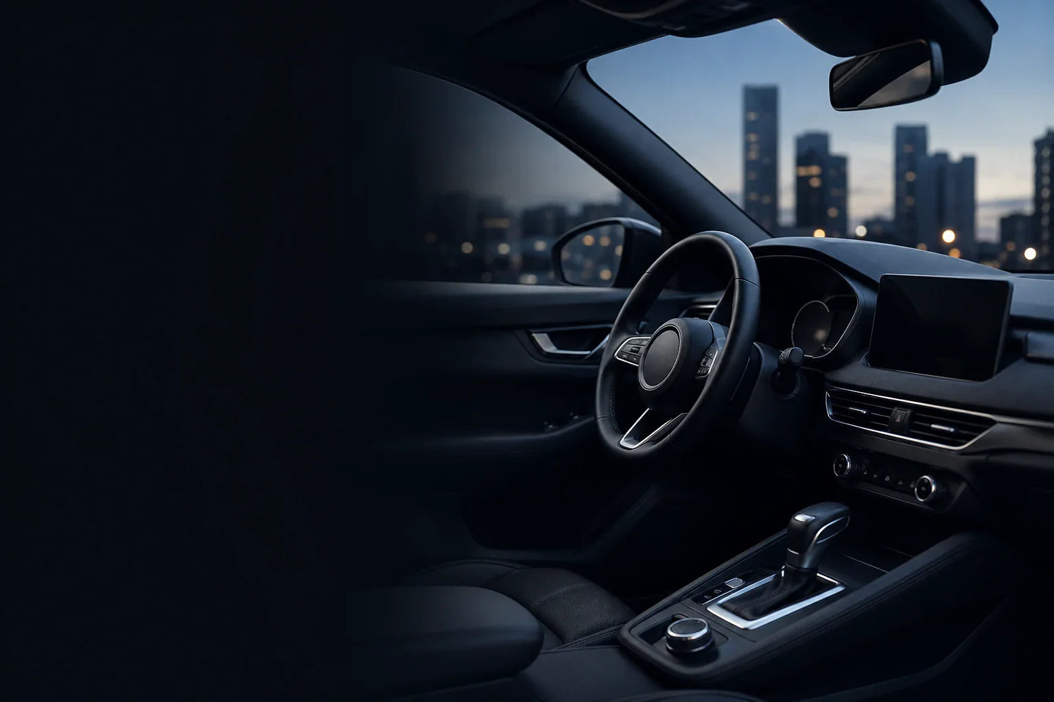 Dark car interior dashboard with CabinKraft daily driving essentials.