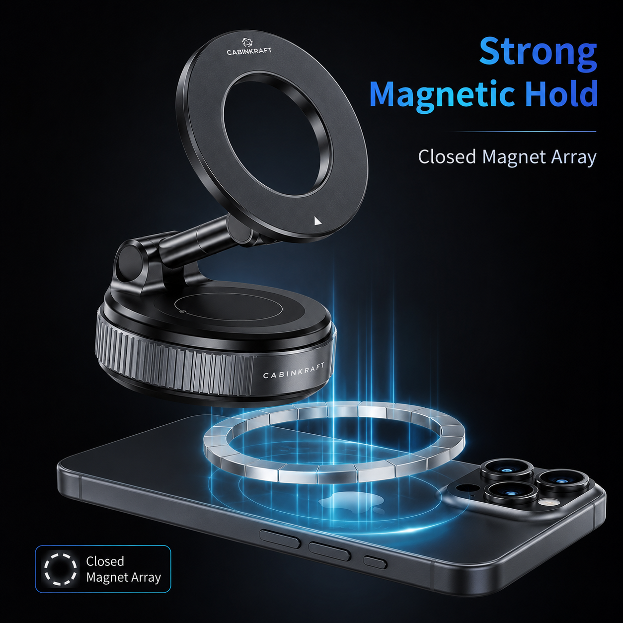Suction cup base adhesion close-up — airtight seal detail