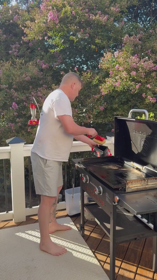 Bristle-free grill cleaning demonstration